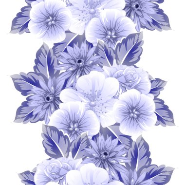 Sorunsuz vintage tarzı çiçek deseni. Kontur çiçek öğeleri