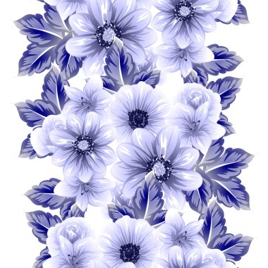 Sorunsuz vintage tarzı çiçek deseni. Kontur çiçek öğeleri