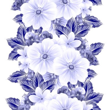 Sorunsuz vintage tarzı çiçek deseni. Kontur çiçek öğeleri