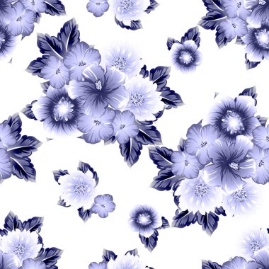 Sorunsuz vintage tarzı çiçek deseni. Kontur çiçek öğeleri