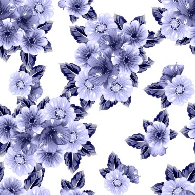 Sorunsuz vintage tarzı çiçek deseni. Kontur çiçek öğeleri