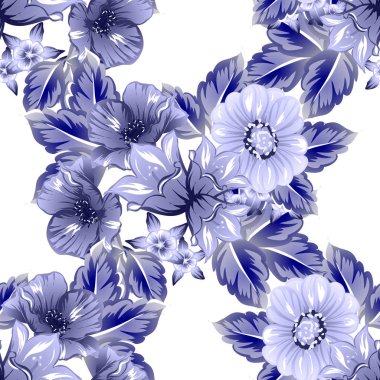 Sorunsuz vintage tarzı çiçek deseni. Kontur çiçek öğeleri