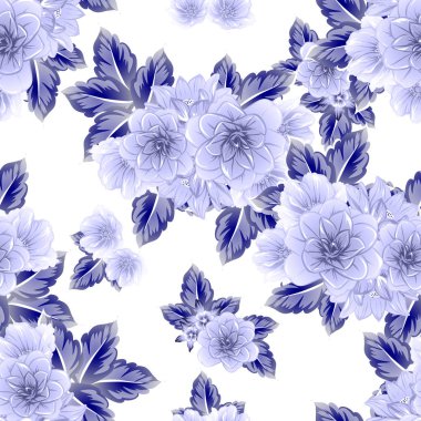 Sorunsuz vintage tarzı çiçek deseni. Kontur çiçek öğeleri