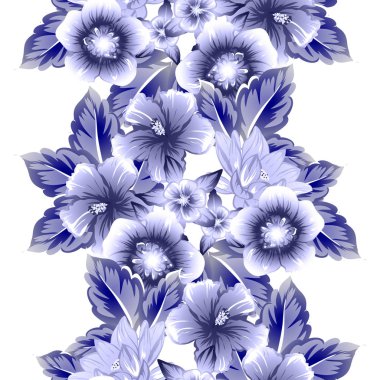 Sorunsuz vintage tarzı çiçek deseni. Kontur çiçek öğeleri