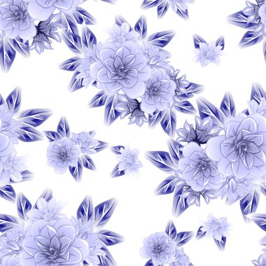 Sorunsuz vintage tarzı çiçek deseni. Kontur çiçek öğeleri