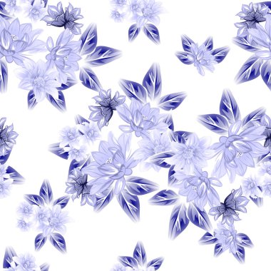 Sorunsuz vintage tarzı çiçek deseni. Kontur çiçek öğeleri