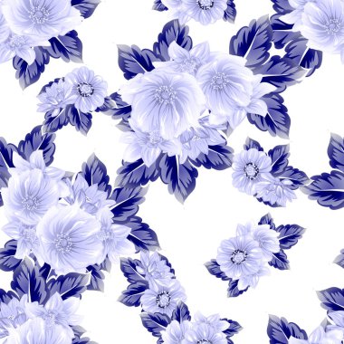 Sorunsuz vintage tarzı çiçek deseni. Kontur çiçek öğeleri