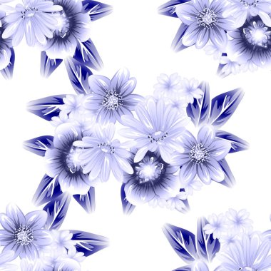 Sorunsuz vintage tarzı çiçek deseni. Kontur çiçek öğeleri