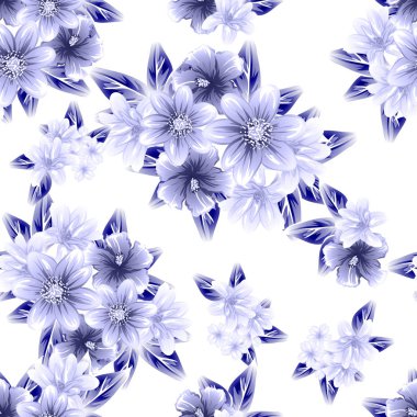 Sorunsuz vintage tarzı çiçek deseni. Kontur çiçek öğeleri