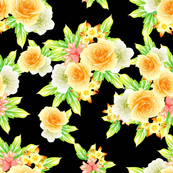 Patrón Flores Estilo Vintage Sin Costuras Elementos Florales Color — Archivo Imágenes Vectoriales