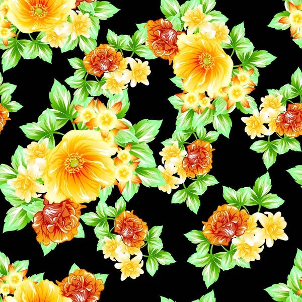 Patrón Flores Estilo Vintage Sin Costuras Elementos Florales Color — Archivo Imágenes Vectoriales