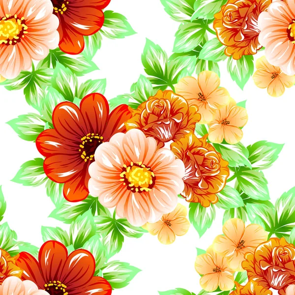 Patrón Flores Estilo Vintage Sin Costuras Elementos Florales Color — Vector de stock