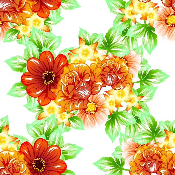 Naadloze Vintage Stijl Bloemenpatroon Floral Elementen Kleur — Stockvector