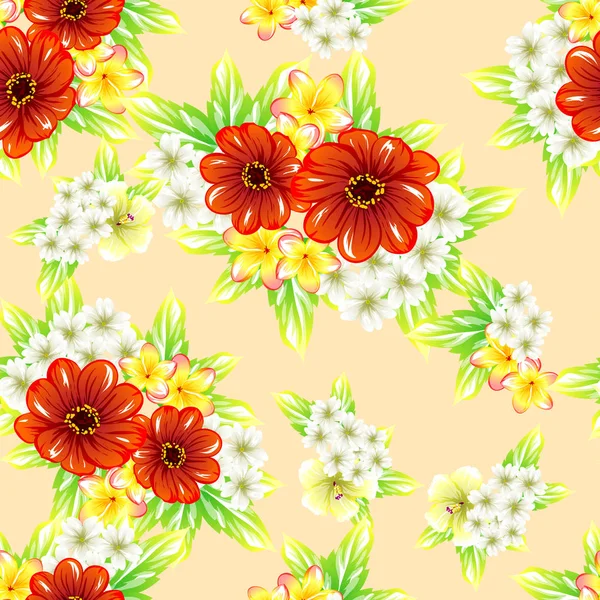 Sorunsuz vintage tarzı çiçek deseni. Renkli çiçek öğeleri