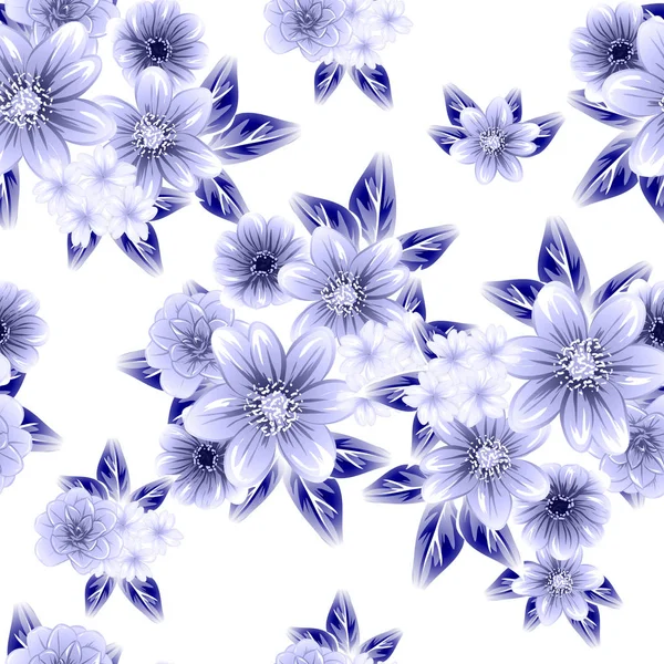 Sorunsuz vintage tarzı çiçek deseni. Kontur çiçek öğeleri