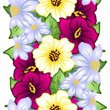 Sorunsuz vintage tarzı çiçek deseni. Renkli çiçek öğeleri