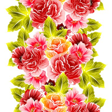 Sorunsuz vintage tarzı çiçek deseni. Renkli çiçek öğeleri