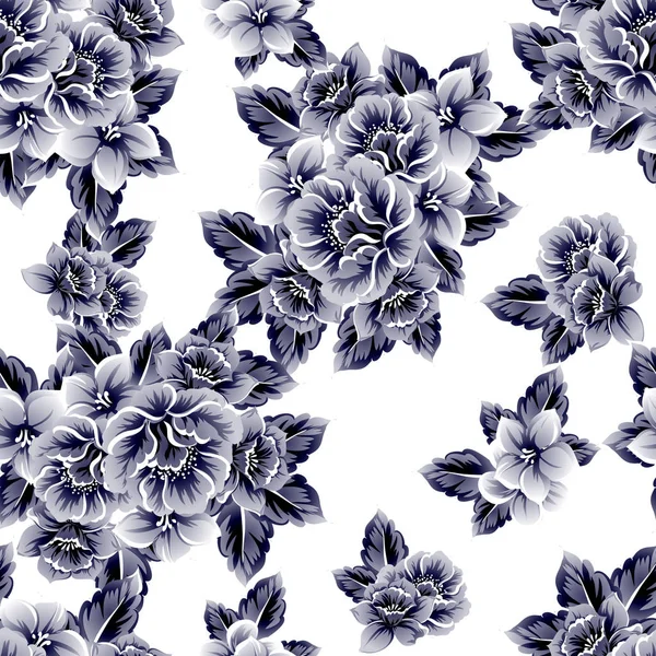 Sorunsuz vintage tarzı çiçek deseni. Kontur çiçek öğeleri
