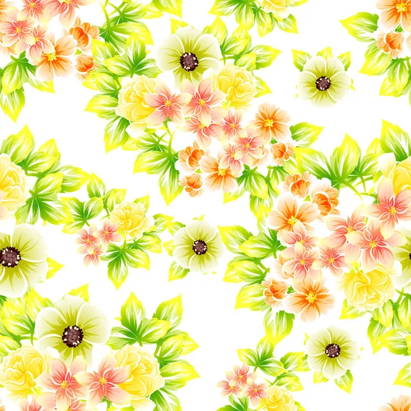 Sorunsuz vintage tarzı çiçek deseni. Renkli çiçek öğeleri