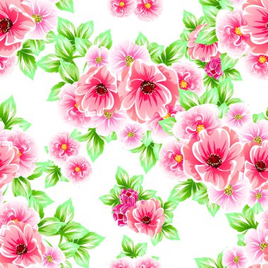 Sorunsuz vintage tarzı çiçek deseni. Renkli çiçek öğeleri