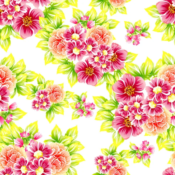 Sorunsuz vintage tarzı çiçek deseni. Renkli çiçek öğeleri