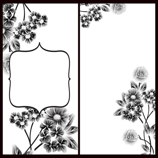 Vintage Style Flower Wedding Cards Set Floral Elements Frames — Stock Vector