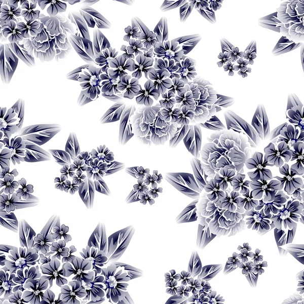 Sorunsuz vintage tarzı çiçek deseni. Kontur çiçek öğeleri