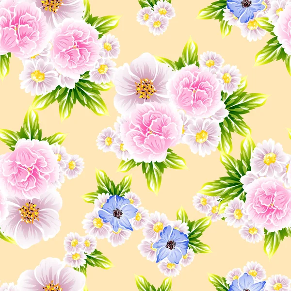 Naadloze Vintage Stijl Bloemenpatroon Floral Elementen Kleur — Stockvector