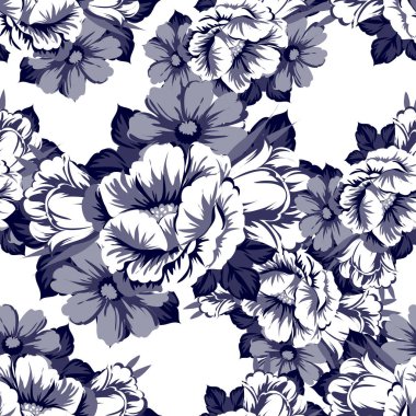 Sorunsuz vintage tarzı çiçek deseni. Kontur çiçek öğeleri