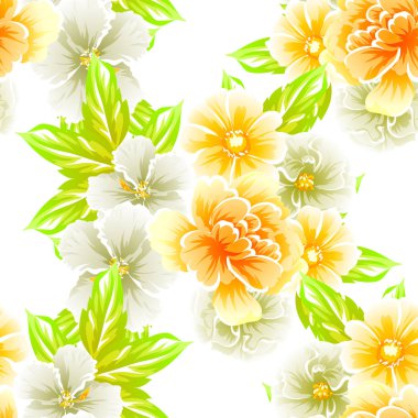 Sorunsuz vintage tarzı çiçek deseni. Renkli çiçek öğeleri