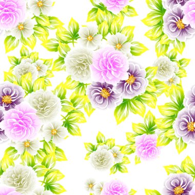 Sorunsuz vintage tarzı çiçek deseni. Renkli çiçek öğeleri