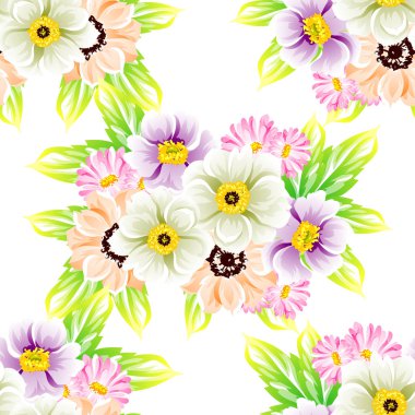 Sorunsuz vintage tarzı çiçek deseni. Renkli çiçek öğeleri