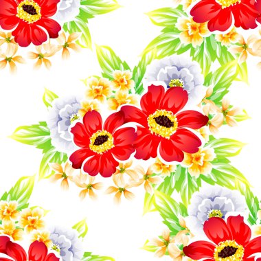 Sorunsuz vintage tarzı çiçek deseni. Renkli çiçek öğeleri