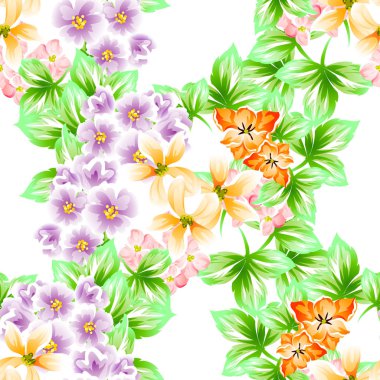 Sorunsuz vintage tarzı çiçek deseni. Renkli çiçek öğeleri