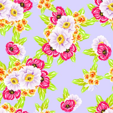 Sorunsuz vintage tarzı çiçek deseni. Renkli çiçek öğeleri