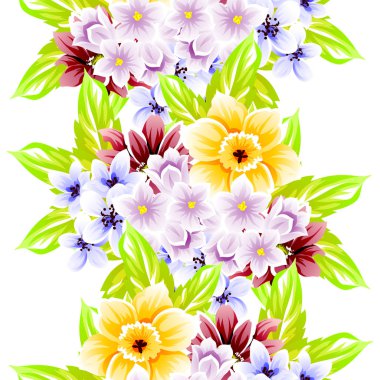 Sorunsuz vintage tarzı çiçek deseni. Renkli çiçek öğeleri