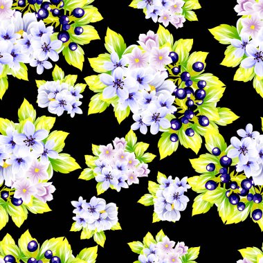 Sorunsuz vintage tarzı çiçek deseni. Renkli çiçek öğeleri