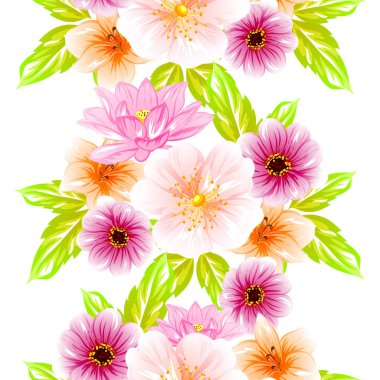 Sorunsuz vintage tarzı çiçek deseni. Renkli çiçek öğeleri