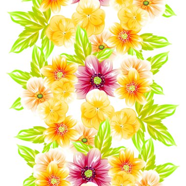 Sorunsuz vintage tarzı çiçek deseni. Renkli çiçek öğeleri