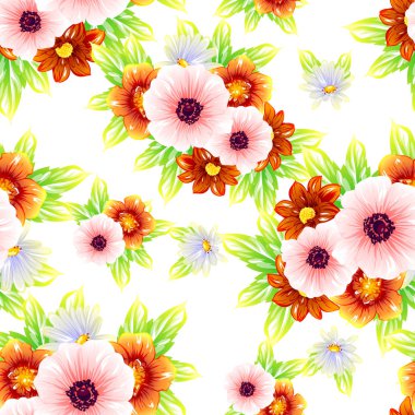 Sorunsuz vintage tarzı çiçek deseni. Renkli çiçek öğeleri