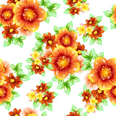 Sorunsuz vintage tarzı çiçek deseni. Renkli çiçek öğeleri