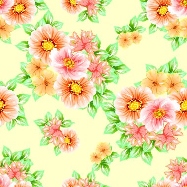 Sorunsuz vintage tarzı çiçek deseni. Renkli çiçek öğeleri