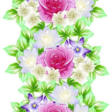 Sorunsuz vintage tarzı çiçek deseni. Renkli çiçek öğeleri