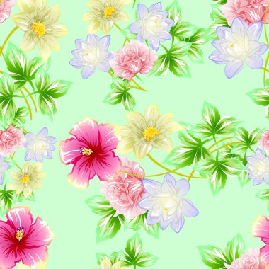 Sorunsuz vintage tarzı çiçek deseni. Renkli çiçek öğeleri