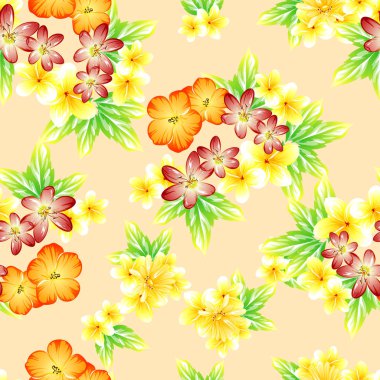 Sorunsuz vintage tarzı çiçek deseni. Renkli çiçek öğeleri