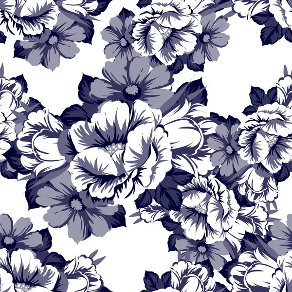 Sorunsuz vintage tarzı çiçek deseni. Kontur çiçek öğeleri