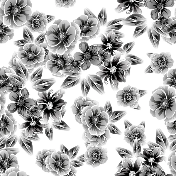 Patrón Flores Estilo Vintage Sin Costuras Elementos Florales Contorno — Archivo Imágenes Vectoriales