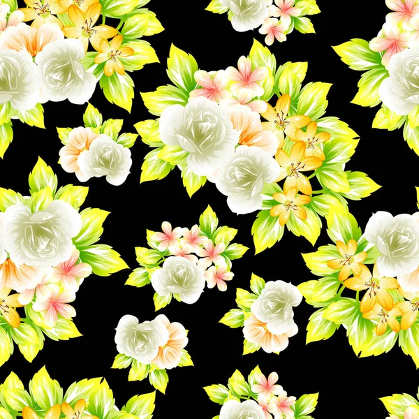 Patrón Flores Estilo Vintage Sin Costuras Elementos Florales Color — Vector de stock