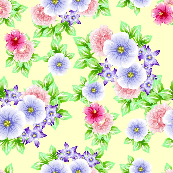 Naadloze Vintage Stijl Bloemenpatroon Floral Elementen Kleur — Stockvector