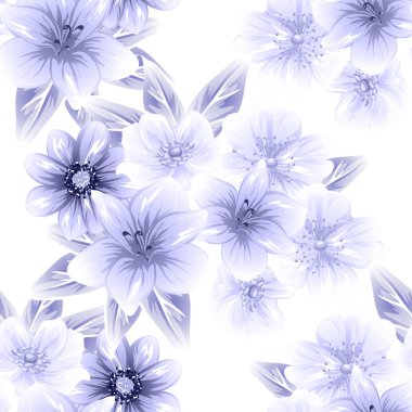 Sorunsuz vintage tarzı çiçek deseni. Kontur çiçek öğeleri